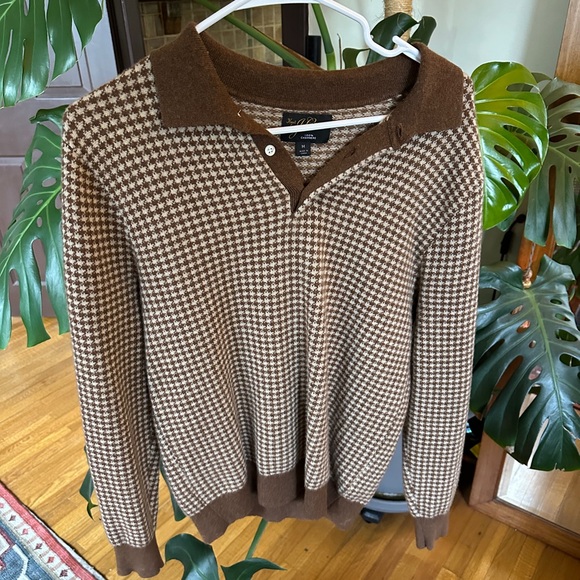 J. Crew Brown shirt/sweater. Fits more like a small, fabric still in great shape - Picture 1 of 5